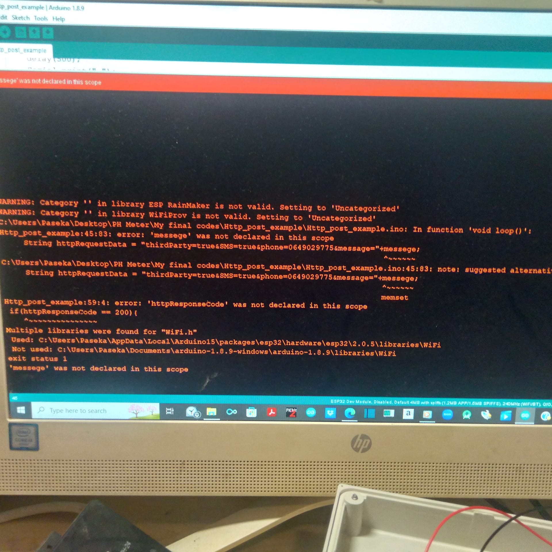 Arduino code with errors